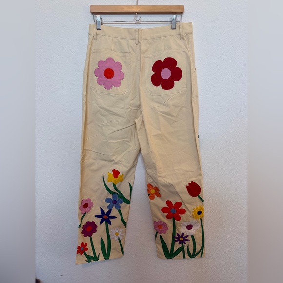 Tyler McGillivary Garden Pants Floral Spring Pants NWOT XL Cream/Multicolor - Picture 3 of 8